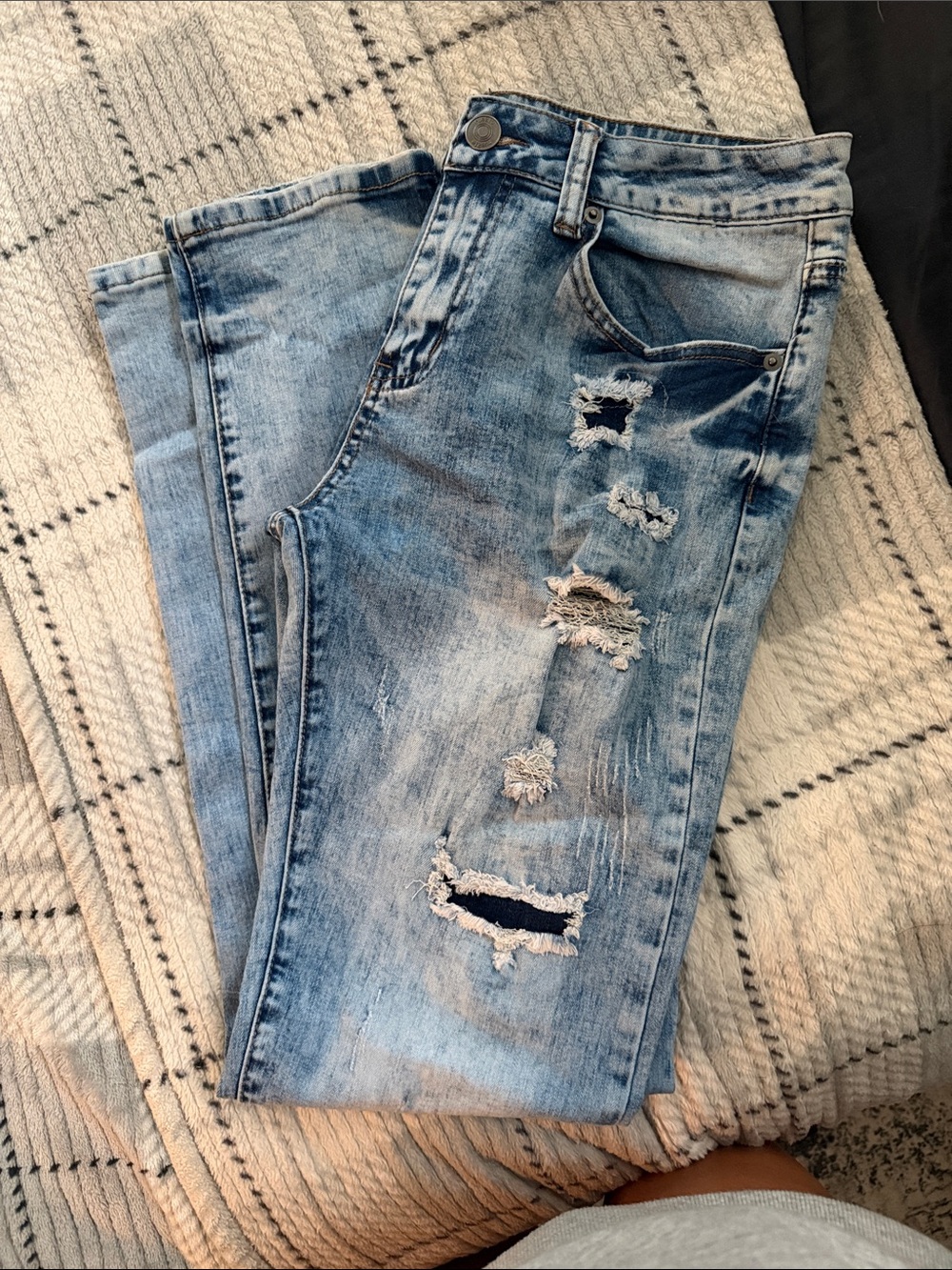 Rue21 Light Blue Distressed Slim Straight Jeans